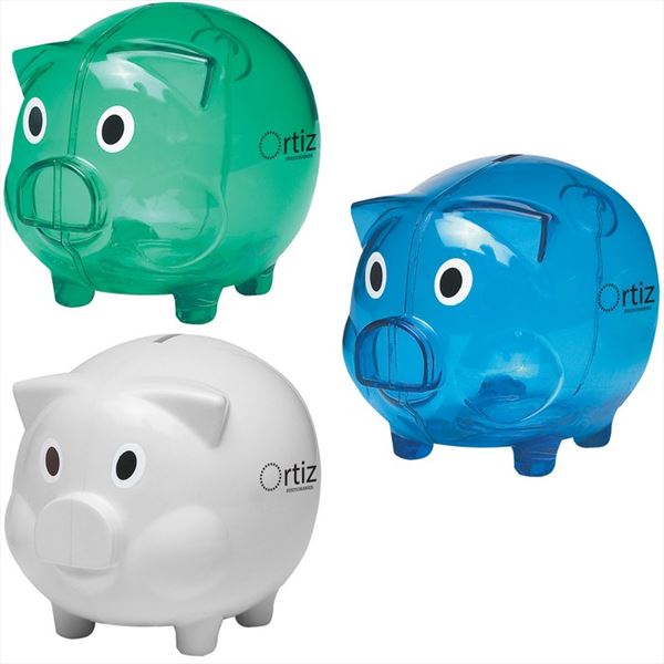 TH4062 Plastic Piggy Bank with Custom Imprint